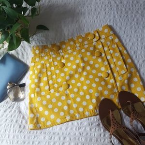 J.Crew Yellow PolkaDot Mini Skirt Size 2